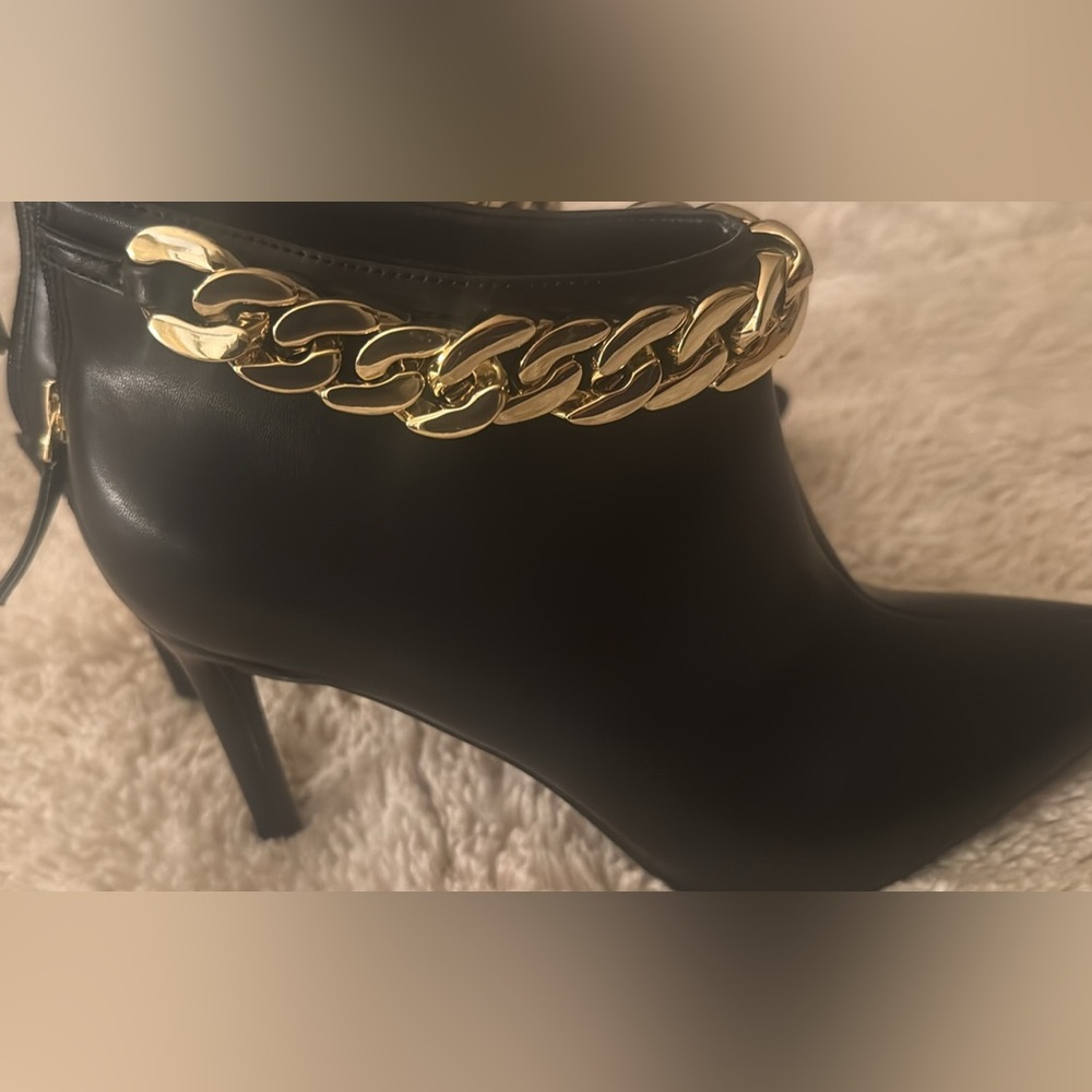 Elegant Black and Gold Women's Ankle Boots